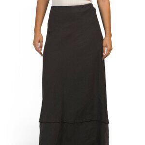 NEW ZARA 100% Linen Skirt black boho style for women 164mn
